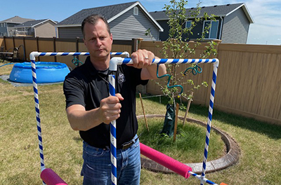 The top section of the sprinkler is connected to the sidewalls.